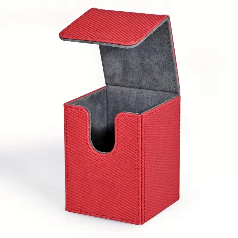 Card Deck Box holds 100+ single Sleeved Cards waterproof PU Leather card box storage can hold 100+double-layer protection cards