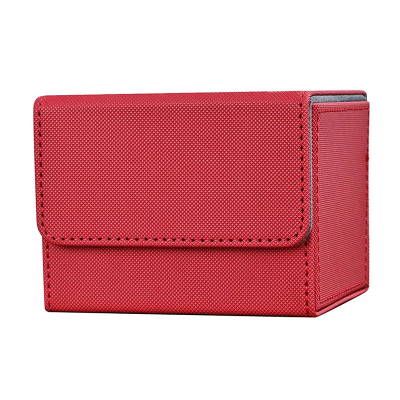 Card Deck Box , Card Storage Box Fits 100 single  Sleeved Cards, PU Leather Strong Magnet Card Deck Case for TCG Cards