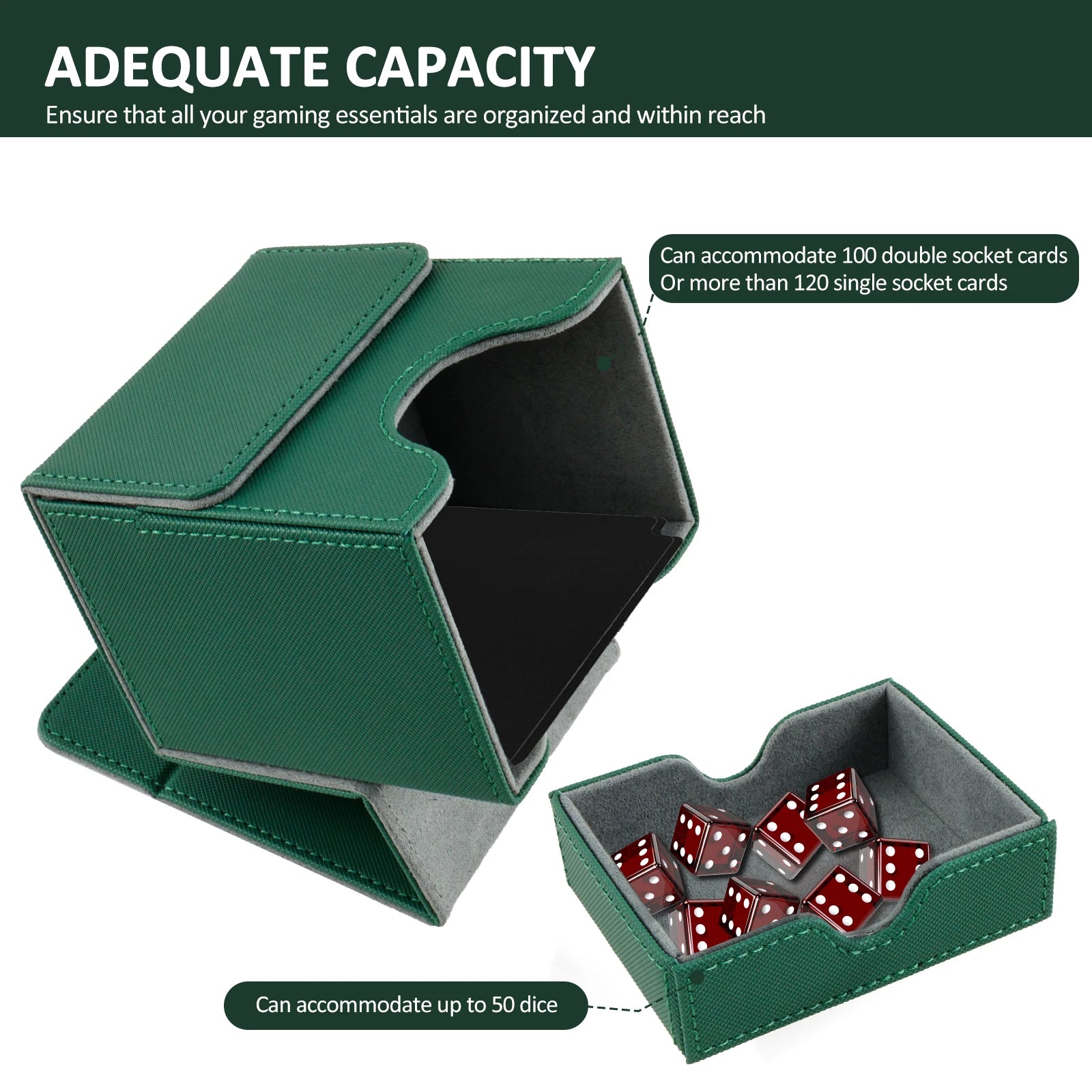 Card Deck Storage Box Large Capacity TCG MTG Durable Baseball Card Board Games Holder Magic Commander Deck Box with Dice Tray
