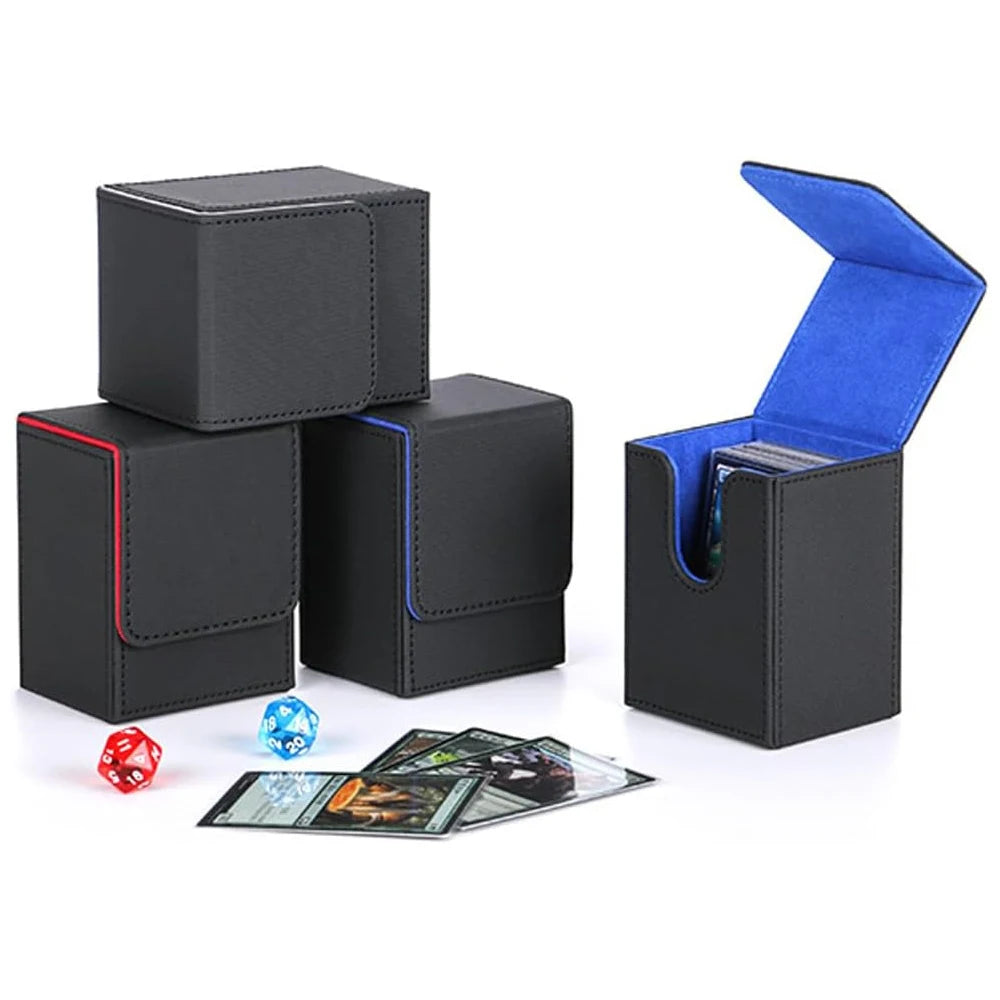 Card Deck Box holds 100+ single Sleeved Cards waterproof PU Leather card box storage can hold 100+double-layer protection cards