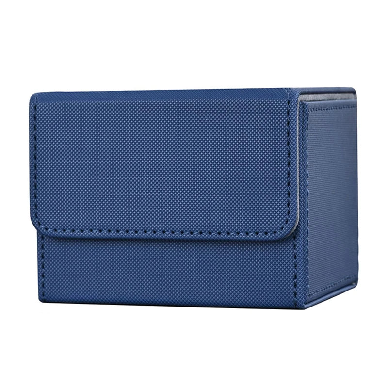 Card Deck Box , Card Storage Box Fits 100 single  Sleeved Cards, PU Leather Strong Magnet Card Deck Case for TCG Cards