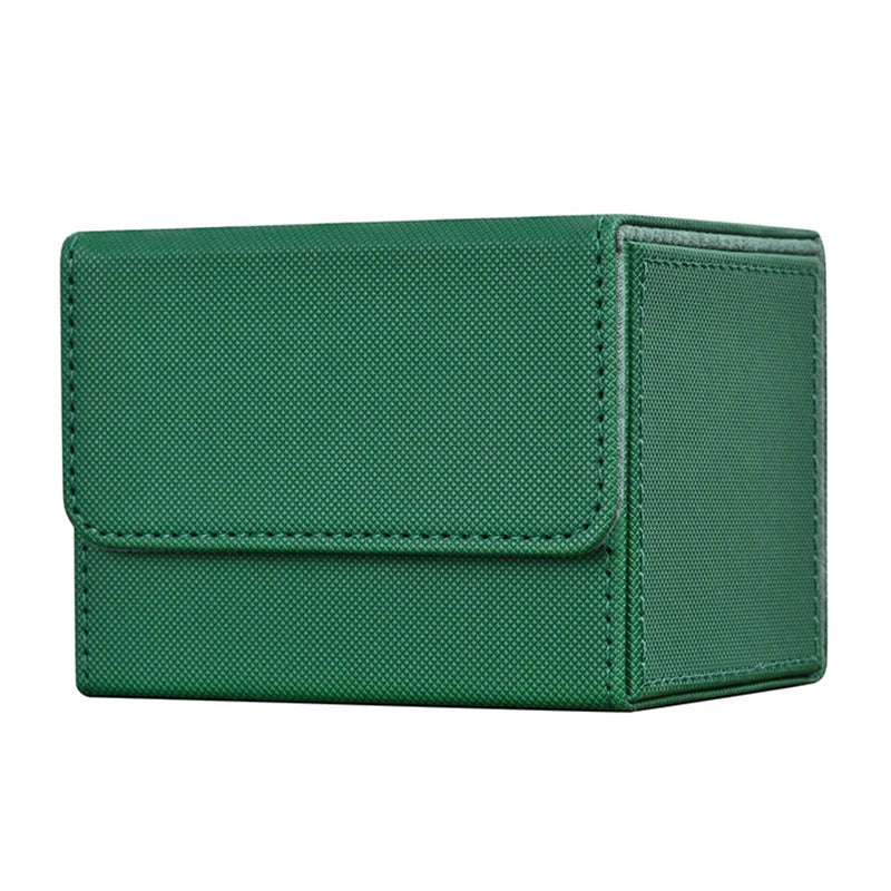Card Deck Box , Card Storage Box Fits 100 single  Sleeved Cards, PU Leather Strong Magnet Card Deck Case for TCG Cards