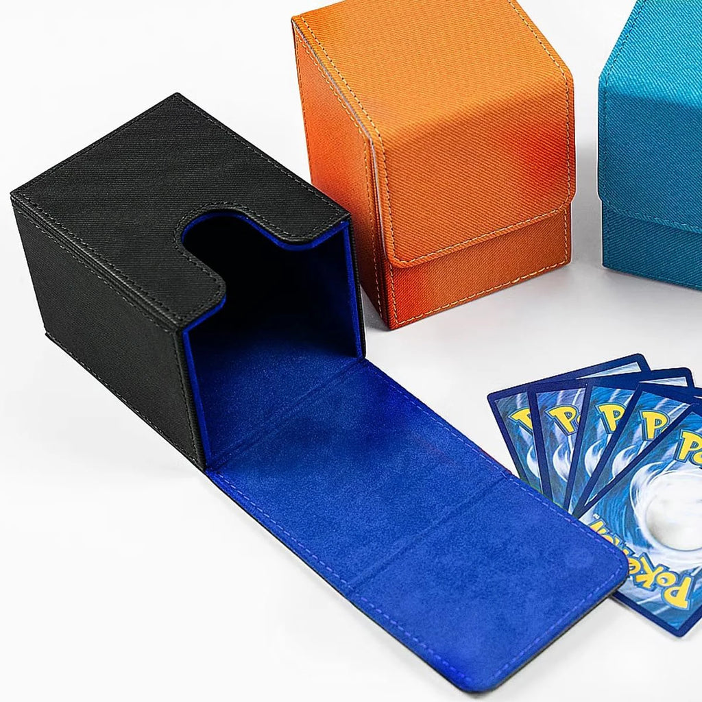 Card Deck Box holds 100+ single Sleeved Cards waterproof PU Leather card box storage can hold 100+double-layer protection cards