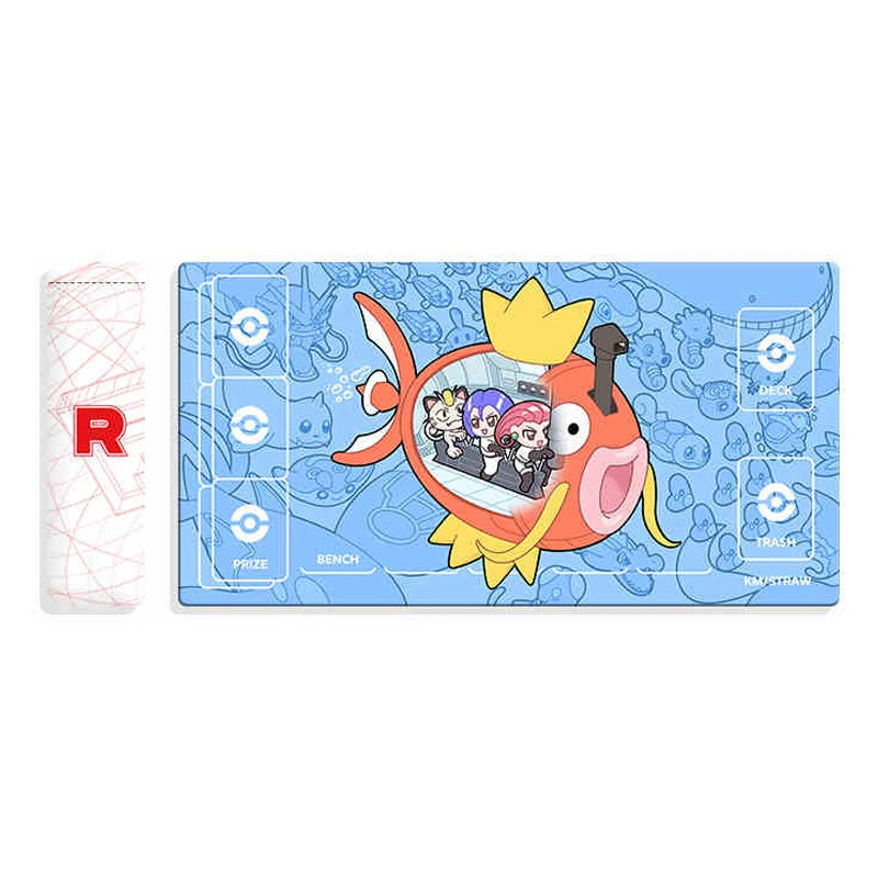 580X300X2Mm Diy Ptcg Giovanni Mewtwo Single Player Card Battle Mat Rocket Team Board Game Card Battle Table Mat Anime Card Gift