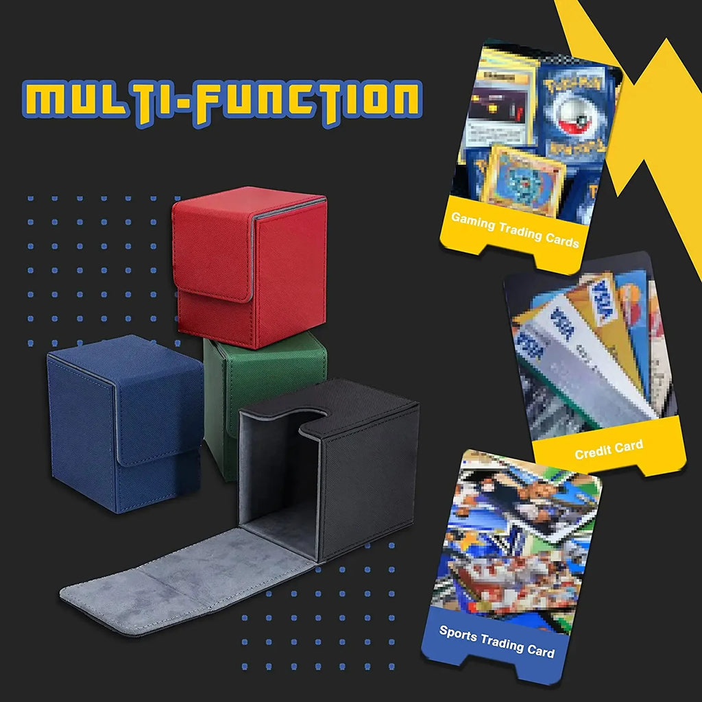 Card Deck Box holds 100+ single Sleeved Cards waterproof PU Leather card box storage can hold 100+double-layer protection cards