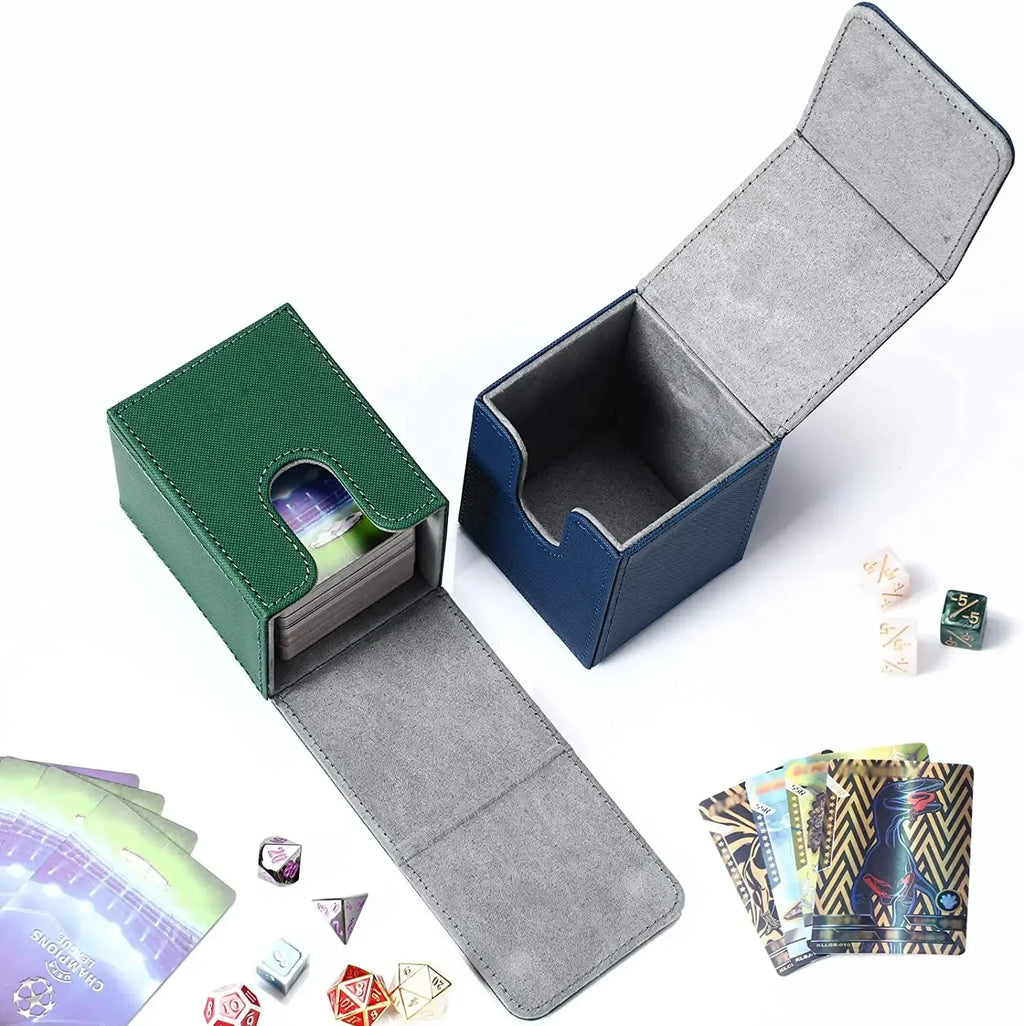Card Deck Box holds 100+ single Sleeved Cards waterproof PU Leather card box storage can hold 100+double-layer protection cards