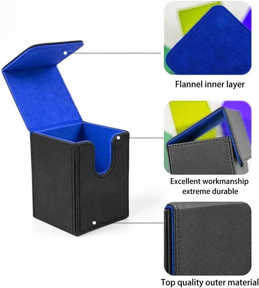 Card Deck Box holds 100+ single Sleeved Cards waterproof PU Leather card box storage can hold 100+double-layer protection cards
