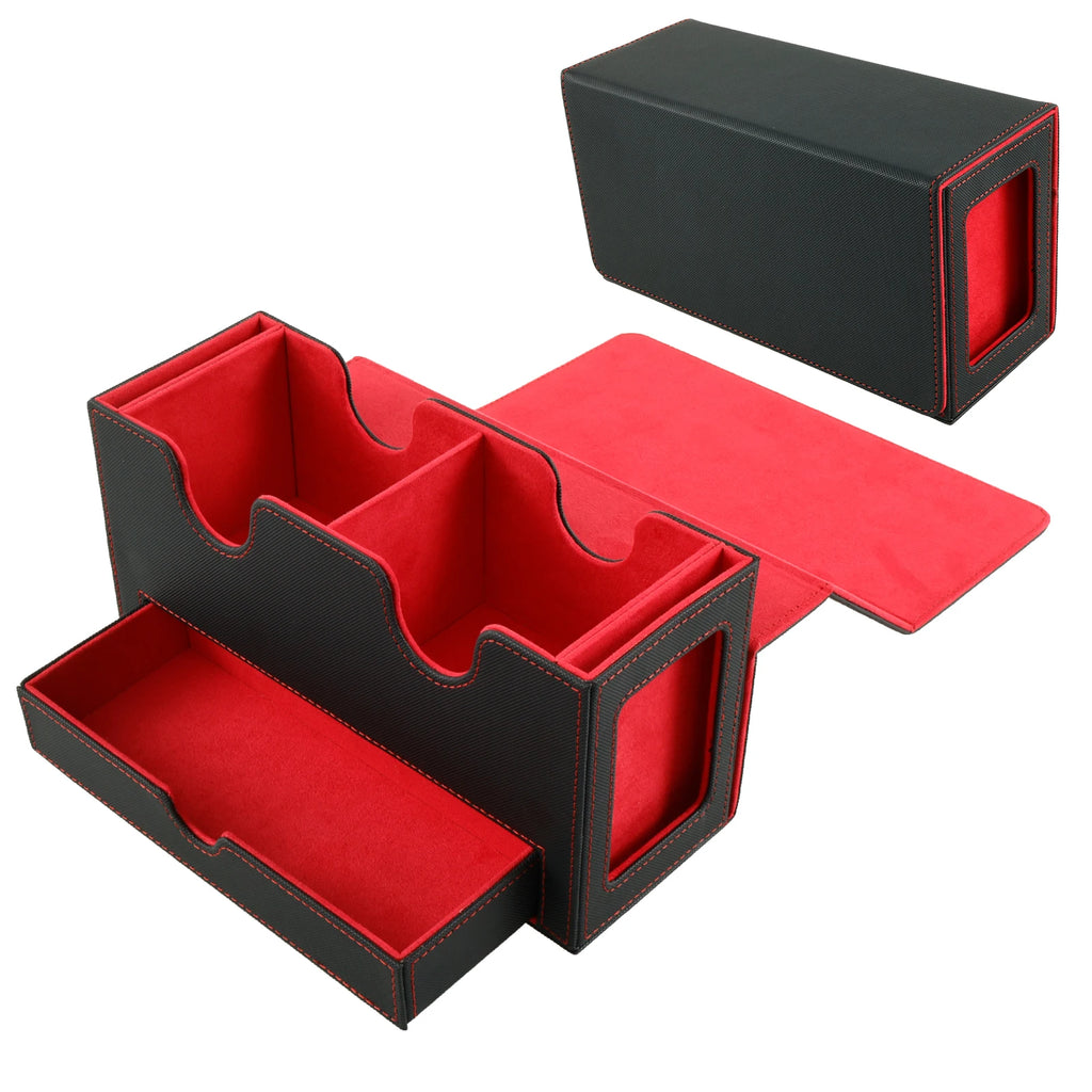 Card Deck Storage Box Large Capacity TCG MTG Durable Baseball Card Board Games Holder Magic Commander Deck Box with Dice Tray