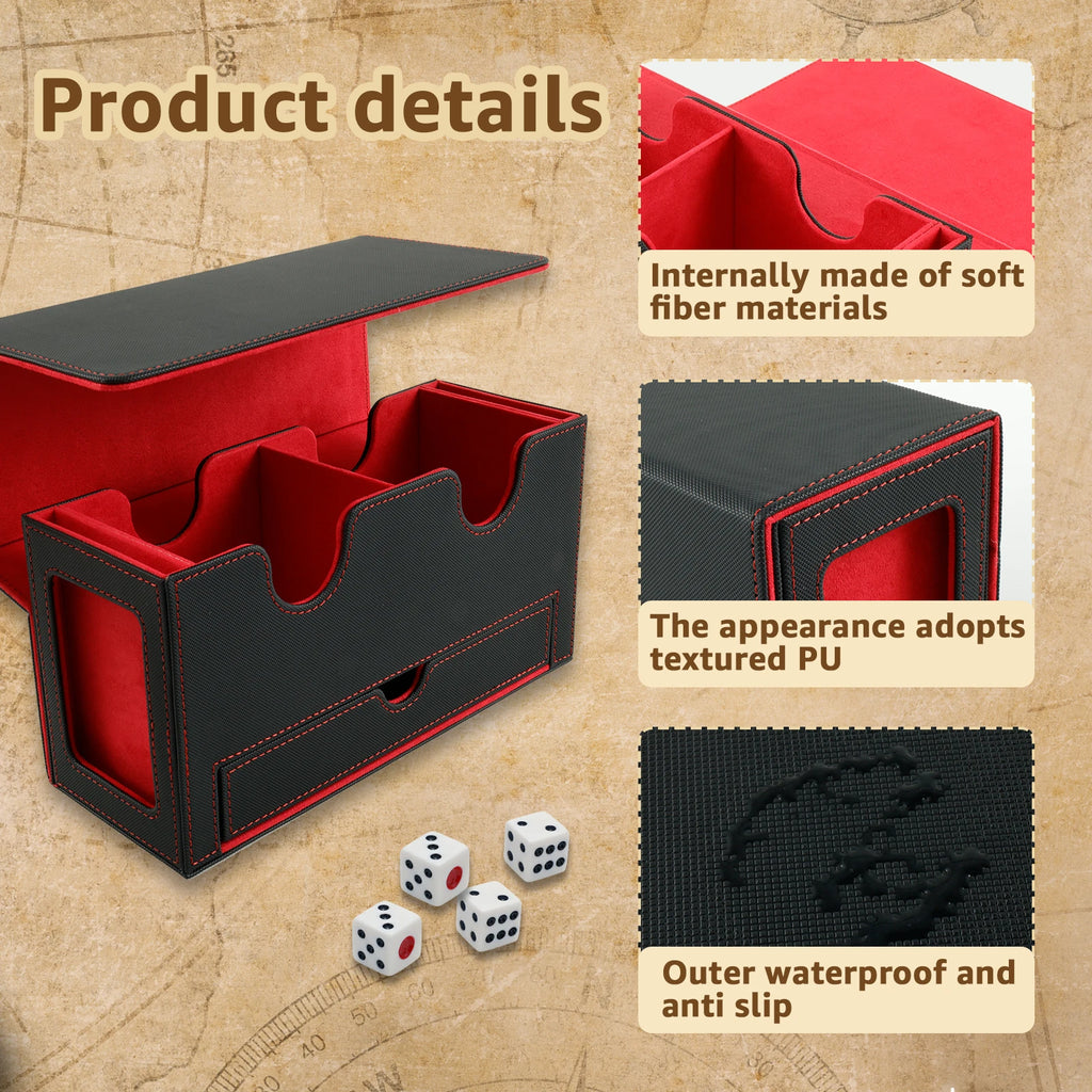 Card Deck Storage Box Large Capacity TCG MTG Durable Baseball Card Board Games Holder Magic Commander Deck Box with Dice Tray