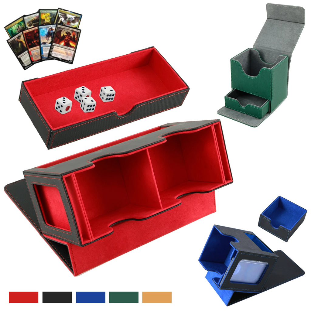 Card Deck Storage Box Large Capacity TCG MTG Durable Baseball Card Board Games Holder Magic Commander Deck Box with Dice Tray