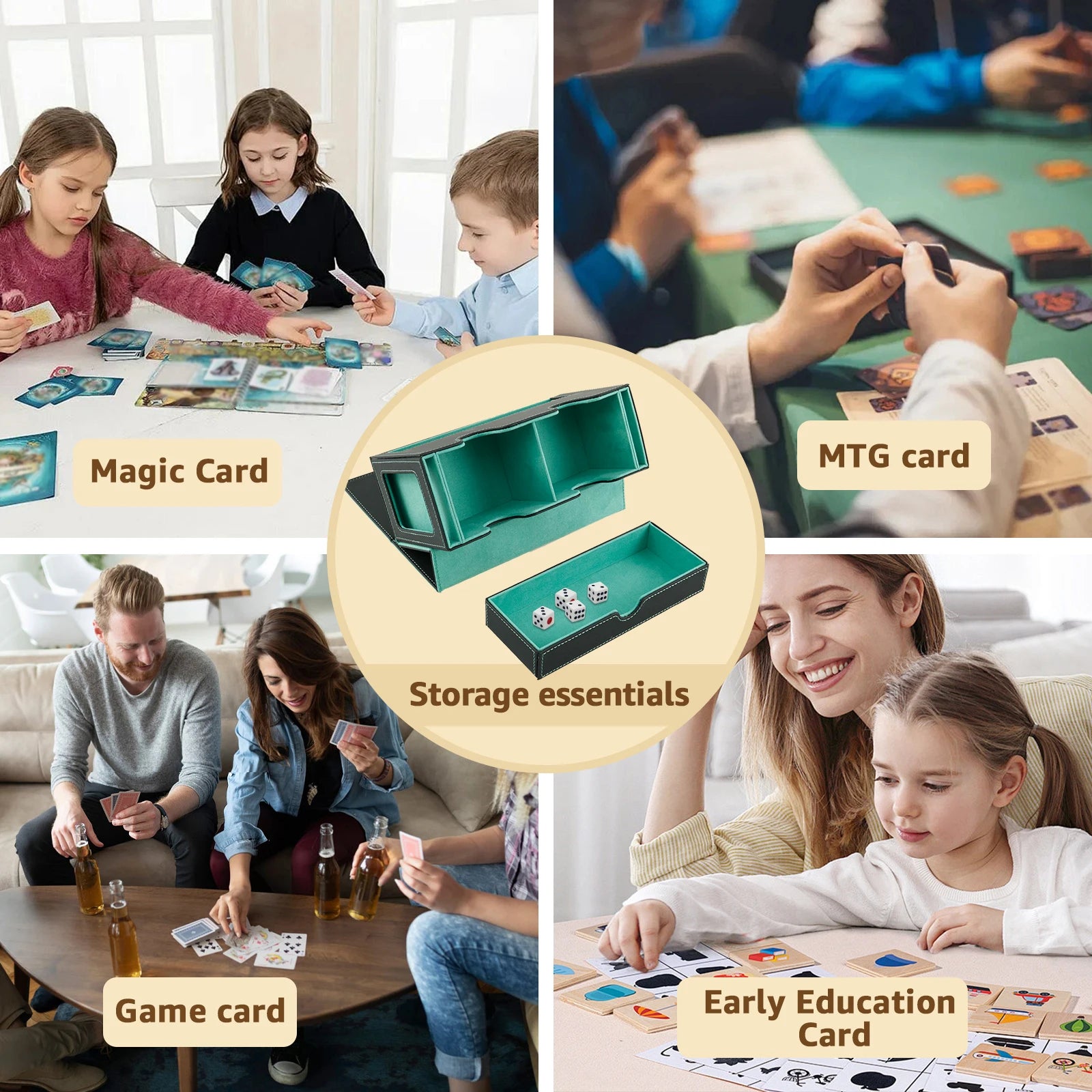 Card Deck Storage Box Large Capacity TCG MTG Durable Baseball Card Board Games Holder Magic Commander Deck Box with Dice Tray