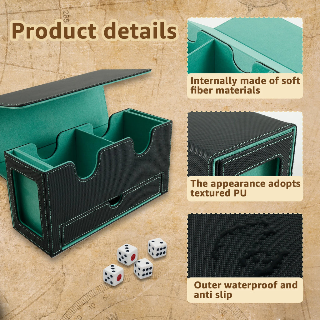 Card Deck Storage Box Large Capacity TCG MTG Durable Baseball Card Board Games Holder Magic Commander Deck Box with Dice Tray